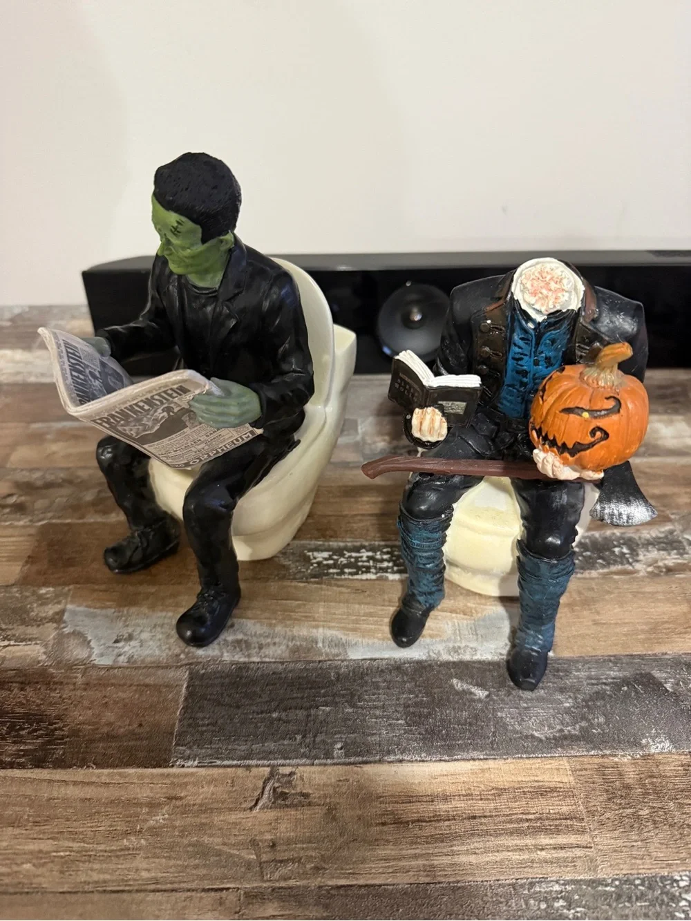 Halloween Monsters on the Toilet Bathroom Decor Headless Horseman Frankenstein